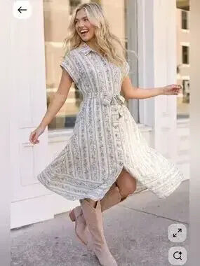 Tailored for Fun Floral Stripe Midi Dress